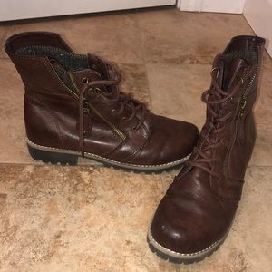 Brown Leather Combat Boots